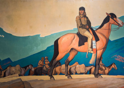 Kit Carson with Mountain Men, 1935, oil on canvas; Courtesy the Peterson Family Collection. Photo by Loren Anderson Photography.